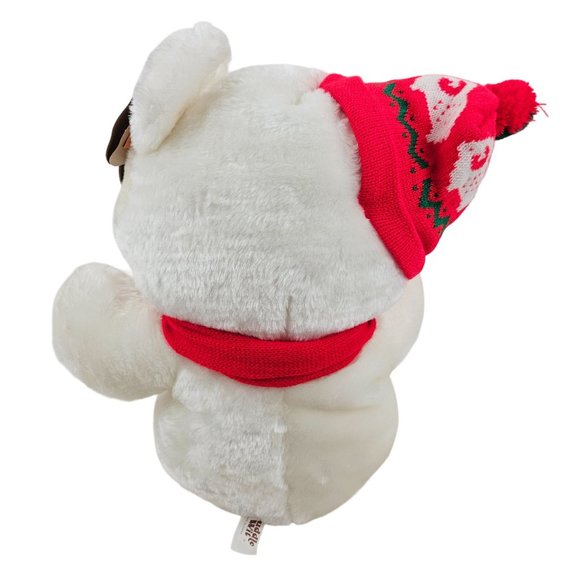 Vintage Cuddle Wit Teddy Bear Stuffed Animal Plush Christmas Holiday Scarf Hat - Picture 4 of 10